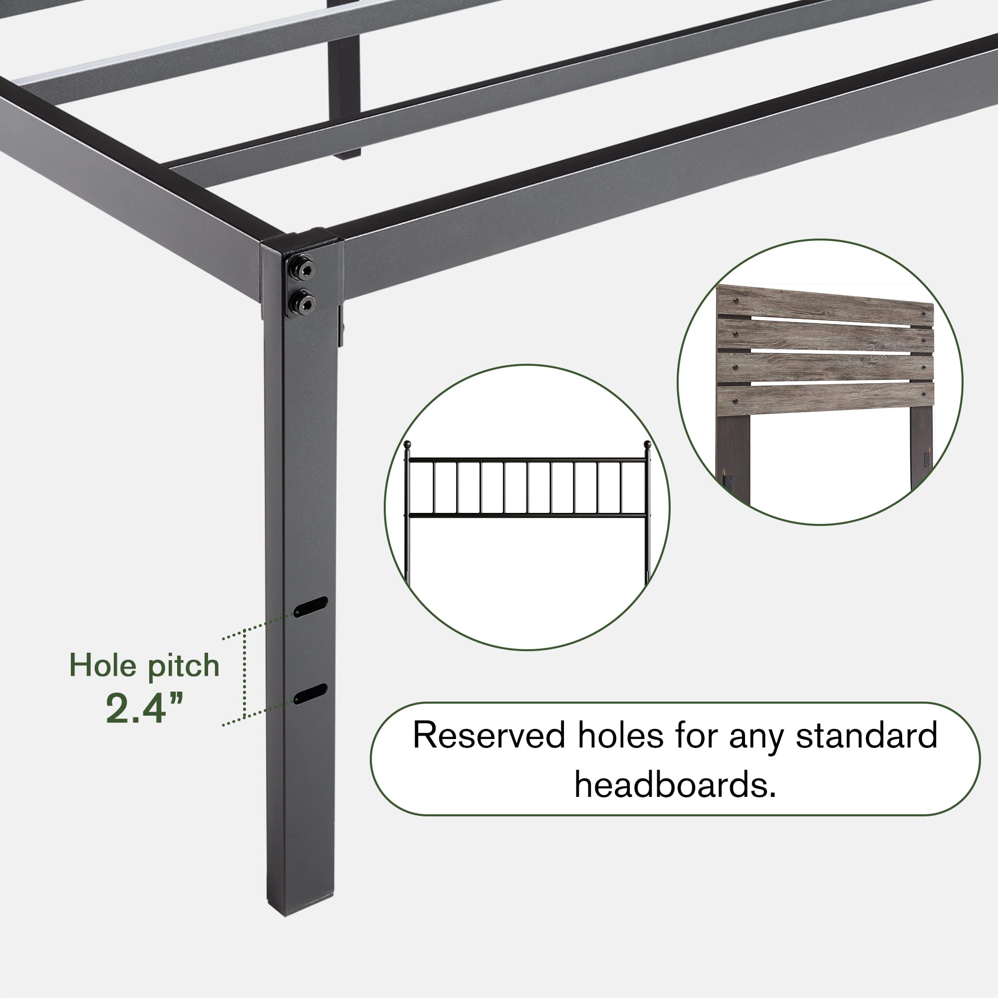 Imusee Heavy Duty Twin Size Platform Bed Frame With 18 Inch Large Under Bed Storage Space, Sturdy Metal Frame/Mattress Foundation/No Box Spring Needed/Easy Assembly/Noise-Free