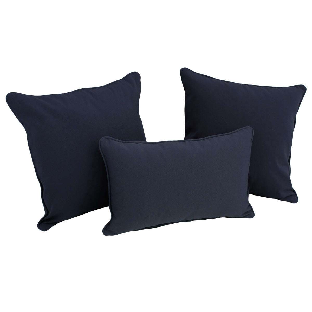 Blazing Needles Corded Twill Throw Pillow Set, Navy 3 Count