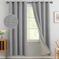 Yakamok Dove Grey Linen Curtains 100% Blackout 72 Inches Long,Room Darkening Textured Curtains for Living Room Thermal Grommet B