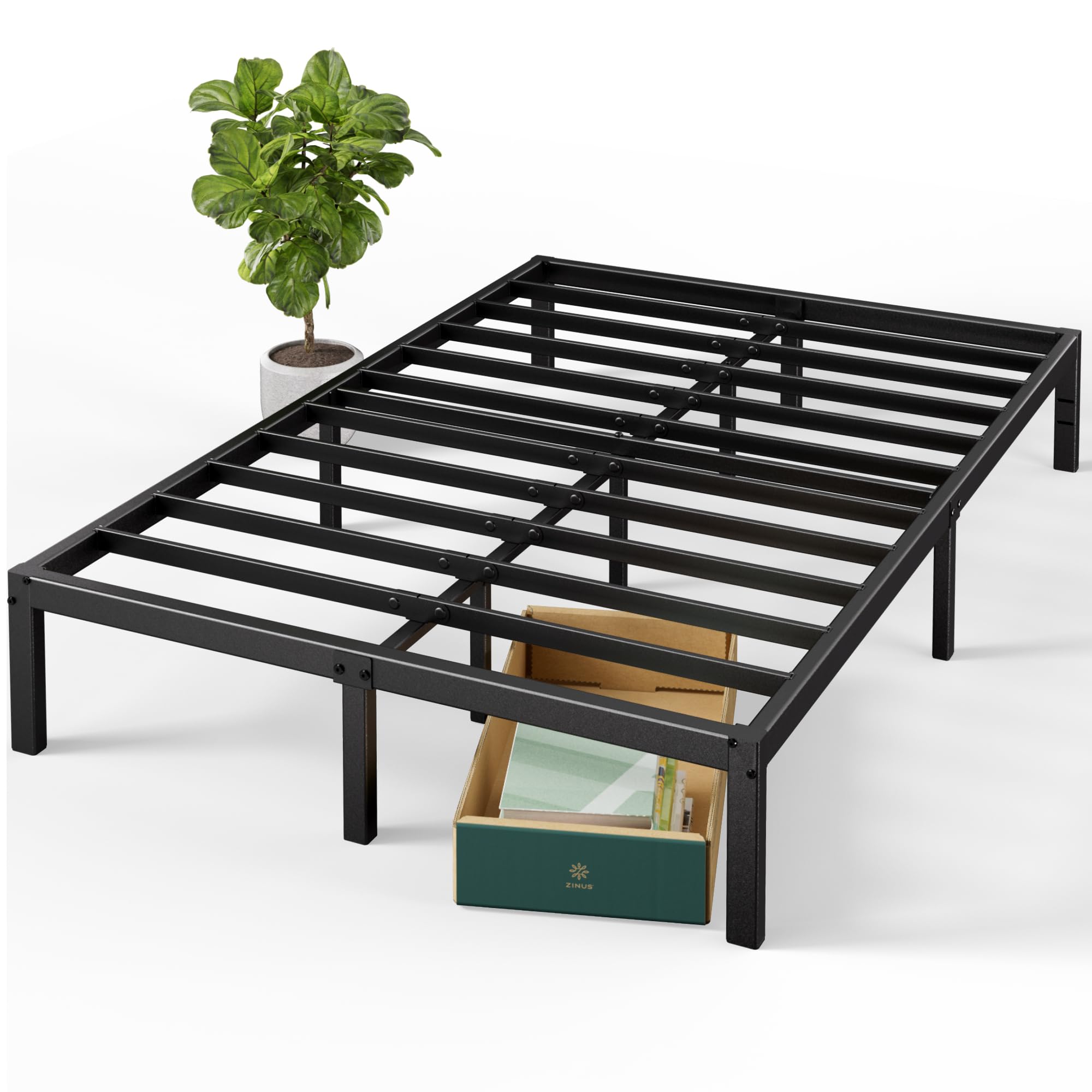 Zinus 14 Inch Elias Metal Platform Bed Frame, Steel Support, No Box Spring Needed, Easy Assembly, Queen