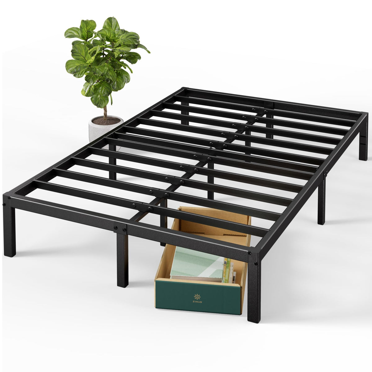 Zinus 14 Inch Elias Metal Platform Bed Frame, Steel Support, No Box Spring Needed, Easy Assembly, King