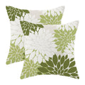 CXMEIFLY Sage Green White Summer Outdoor Pillow Covers 18x18 Inch Set of 2 Olive Green Dahlia Floral Decor Throw Pillows Modern 
