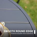 Vicllax Round Patio Dining Table, 4-6 Person Metal Outdoor Dining Table With Umbrella Hole For Garden Lawn Deck, 48' Dark Grey