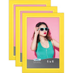 Icona Bay 4x6 Picture Frames (Yellow, 3 Pack), Colored Solid Wood Scandinavian Style Frames for Photo, Pizzazz Collection