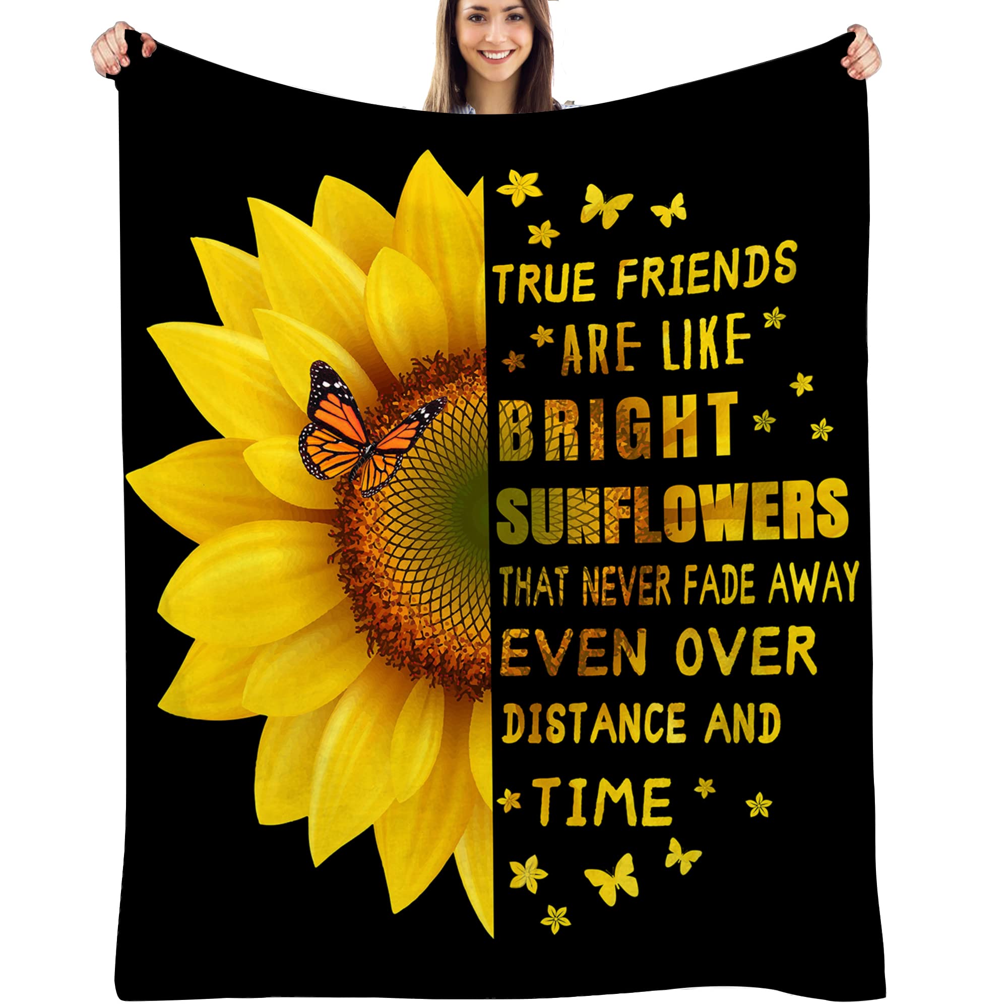 Yoyicu Sunflower Gifts For Women Sunflower Blanket For Women Friend Butterfly Blanket Inspirational Friendship Gift For Women 50