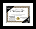Creative Picture Frames 11x15 Classic Black Diploma Frame with White Mat Glass Easel and Installed Wall Hangers | Frame Holds 16