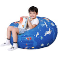 Lukeight Stuffed Animal Storage Bean Bag Chair For Kids, Zipper Storage Bean Bag For Organizing Stuffed Animals, Outer Space Bean Bag Chair Cover, (No Beans) X-Large