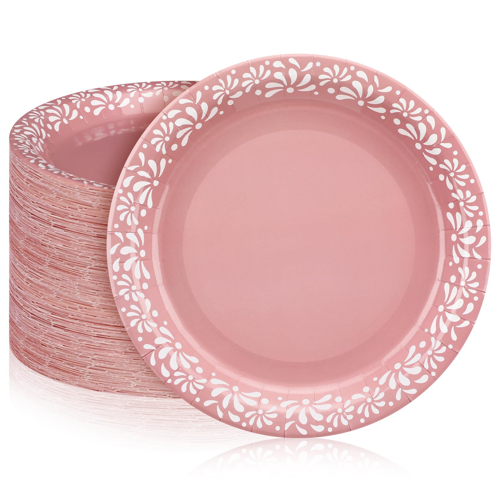 Yungyan 100 Pcs 7 Inch Pink Platos De Barro Cielito Lindo Plates Mexican Paper Plates Cielito Lindo Baby Shower Favors for Talav