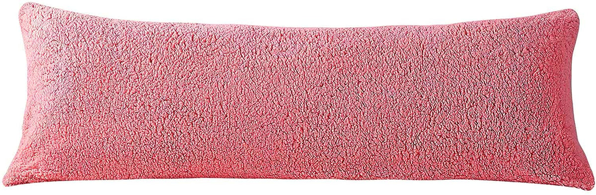 Reafort Ultra Soft Sherpa Body Pillow Cover/Case With Zipper Closure 21'X54' (21'X54' Body Pillow Cover, Pink)