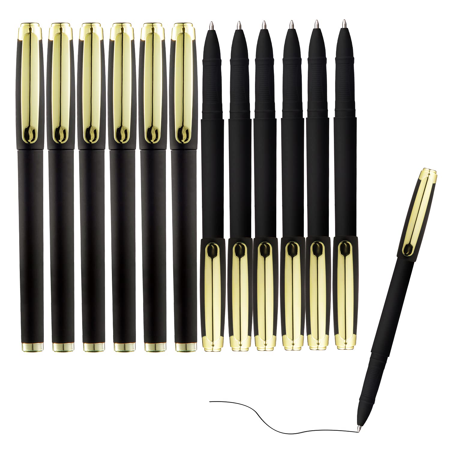 Winyood Black Ink Gel Pens, 1.0 Mm Bold Point Pens,With Large Ink Cartridge,12 Pack, (Gp-3361)