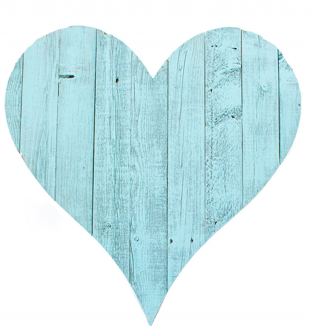 HomeRoots 12' Farmhouse Turquoise Large Wooden Heart