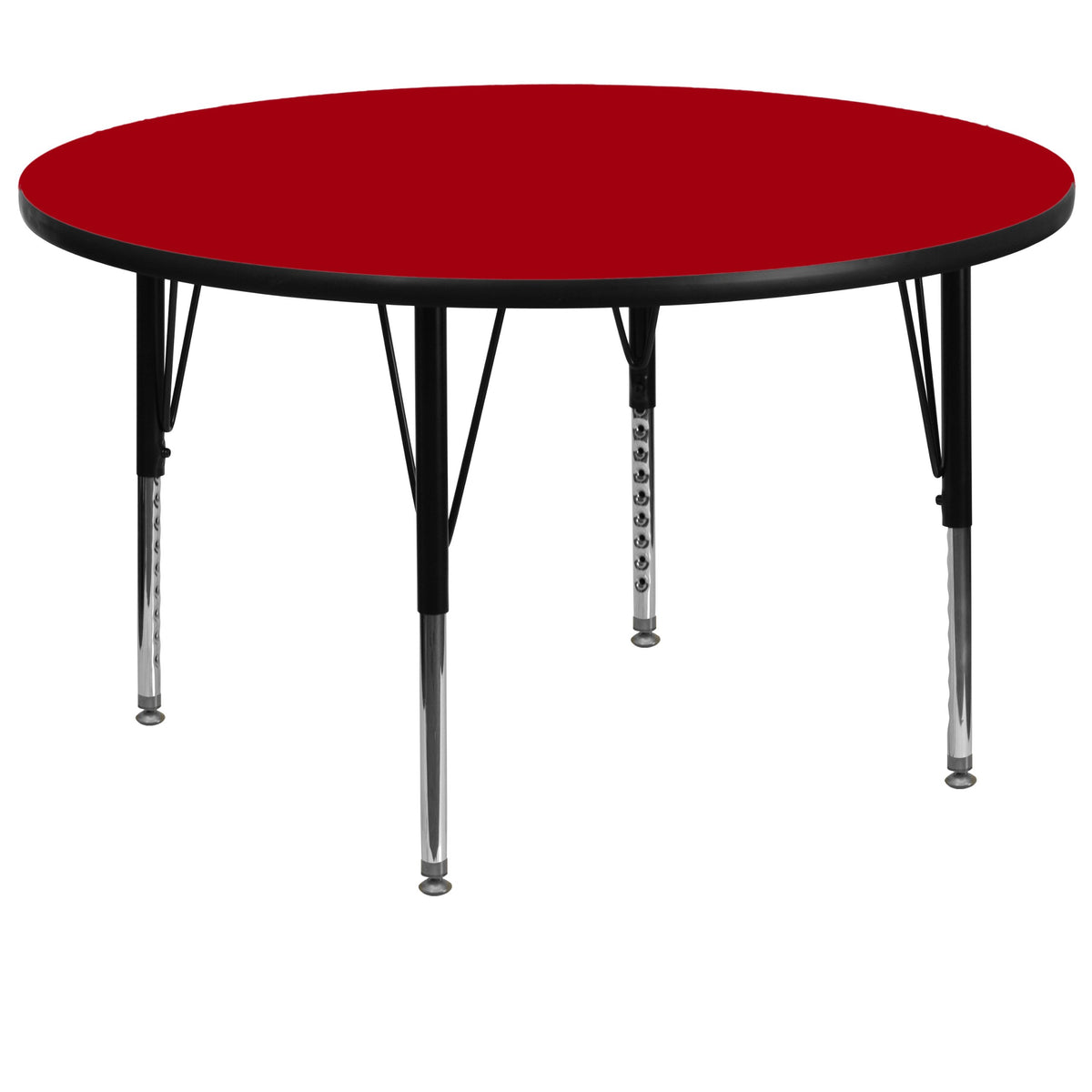 Flash Furniture Wren 60'' Round Red Thermal Laminate Activity Table - Height Adjustable Short Legs