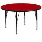 Flash Furniture Wren 60'' Round Red Thermal Laminate Activity Table - Height Adjustable Short Legs