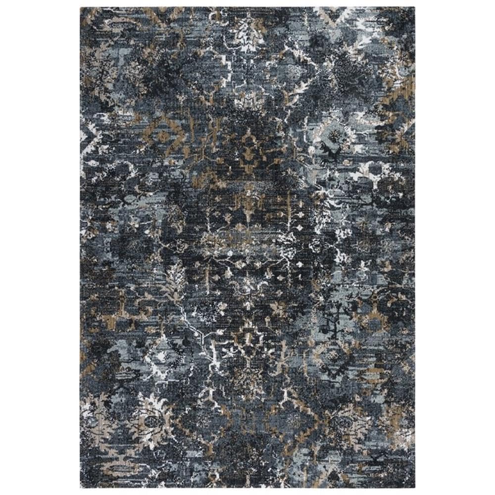 Elect 10' X 13' Abstract Charcoal/Blue/Brown Power-Loomed/Hybrid Area Rug