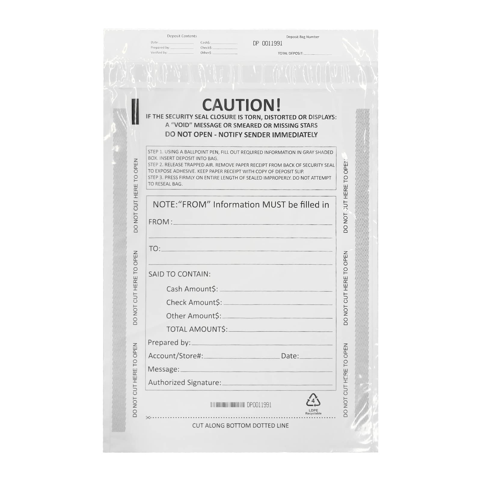 Belinlen 12 X 16 Inch Deposit Bags Security Pocket Bank Deposit Envelopes (White, 100 Pack)