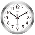 HITO 12 Inch Silent Wall Clock Battery Operated Non Ticking Glass Cover Silver Aluminum Frame, for Kitchen, Bedroom, Home Office