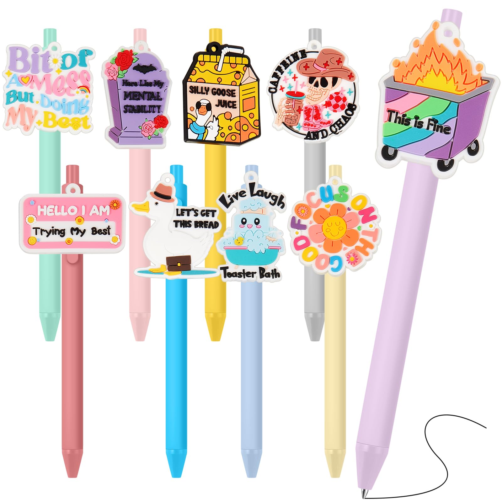 ReliThick 9 Pcs Dumpster Fire Pen Bulk Funny Pens for Work Office Appreciation Gift for Thank You Colleagues, Employees, Coworke