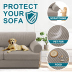 Turquoize 3 Piece T Cushion Loveseat Slipcovers Sofa Cover For 2 Cushion Couch Cover Washable Sofa Slip Cover Furniture Covers With 2 Individual T Cushion Seat Covers (2 Cushion Loveseat, Taupe)