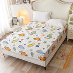Naturety Bedding Fitted Sheet With Deep Pocket,Dinosuar Printed Thicken Fabric Bed Sheets (Colorful Dino, Full)