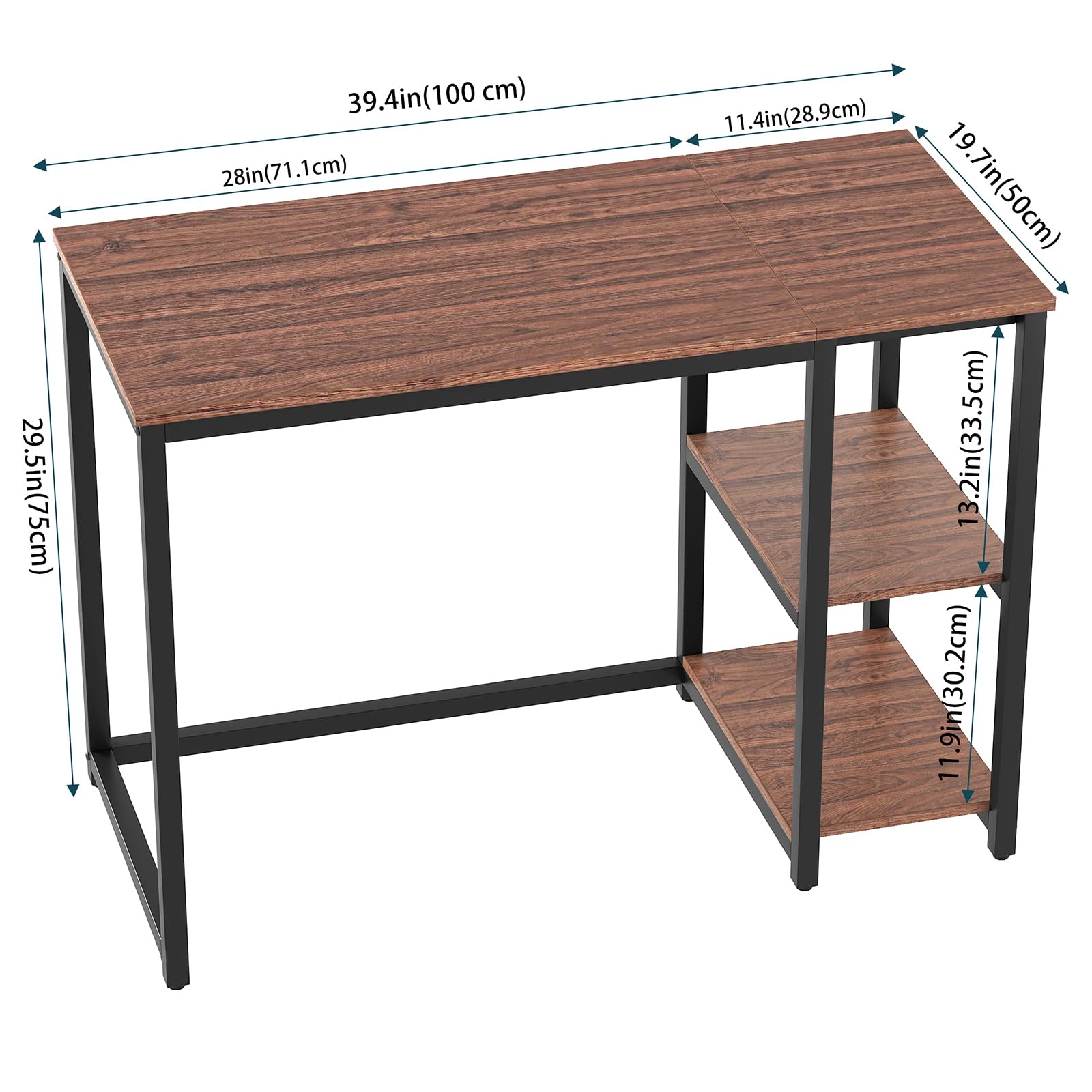 Computer Desk 40 Sinpaid Computer Desk 40 Inch With 2 Shelves, Sturdy Home Office Desk ...