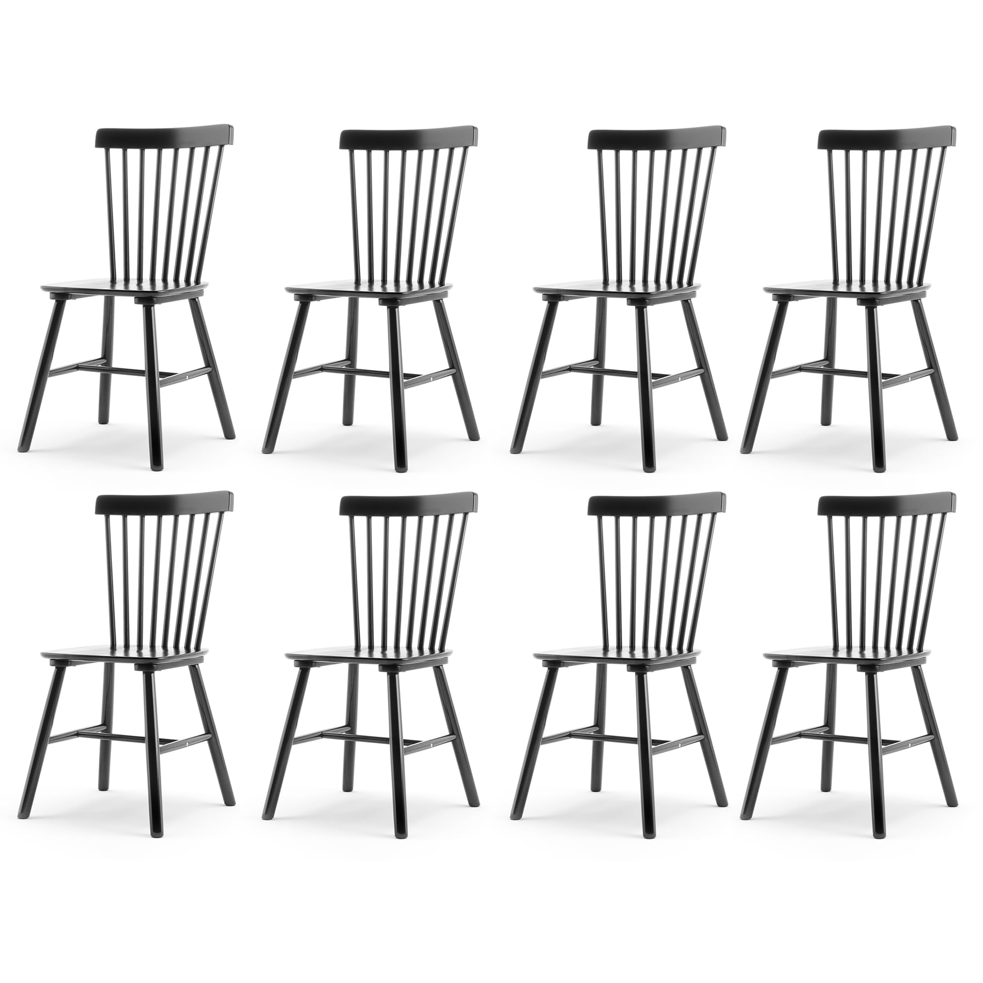 Lue Bona Windsor Dining Chair, Dining Chairs Set Of 8, Spindle Back Wood Dining Chair, Kitchen Chairs Wooden, Farmhouse Dining C