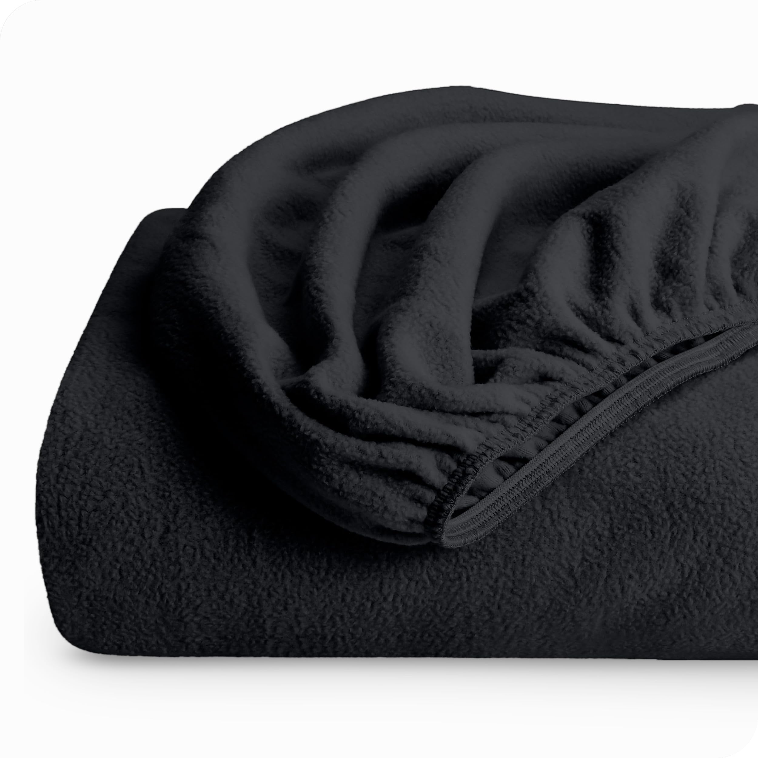 Bare Home Super Soft Fleece Fitted Sheet - Full Size - Extra Plush Polar Fleece - Deep Pocket - All Season Cozy Warmth (Full, Bl