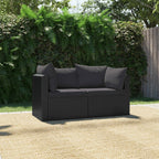 vidaXL Two-Piece Patio Sofa Set – Comfortable Outdoor Seating with Cushions - Durable Steel Frame and Handwoven PE Rattan - Black
