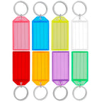 Uniclife 40 Pieces Key Tags 2 Inch Plastic Key Chain Tags With Ruled Blank Paper Labels Transparent Covers And Split Rings Sturd