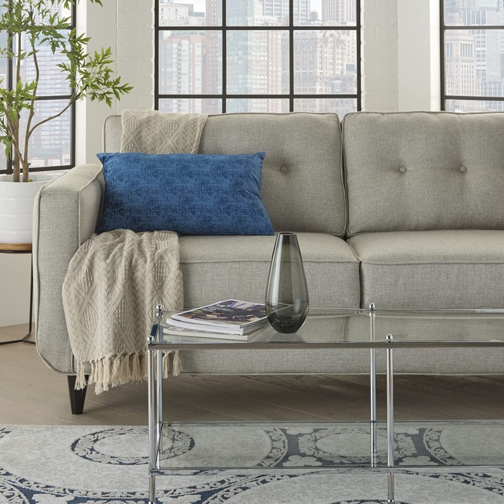 HomeRoots 100% Polyester Navy Blue Distressed Gradient Lumbar Pillow