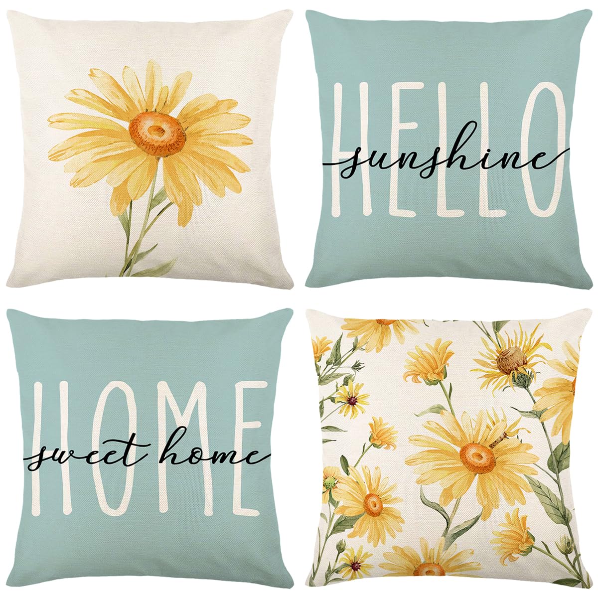 Wyooxoo Pillow Covers 18X18 Set Of 4 Spring Decorative Throw Pillow Covers Floral Farmhouse Cushion Cases For Sofa Couch Living