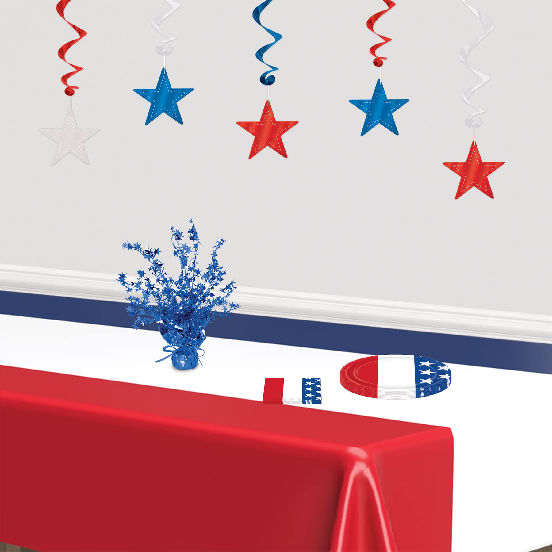 Beistle , 2 Piece Star Gleam 'N Burst Centerpieces, 15'' (Blue)