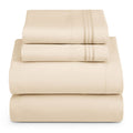 Hearth & Harbor Split King Size Sheets - 5 Piece Bed Sheet Set, Hotel Luxury Double Brushed Bed Sheets - Extra Soft Bedding Sheets & Pillowcases, Split King, Beige