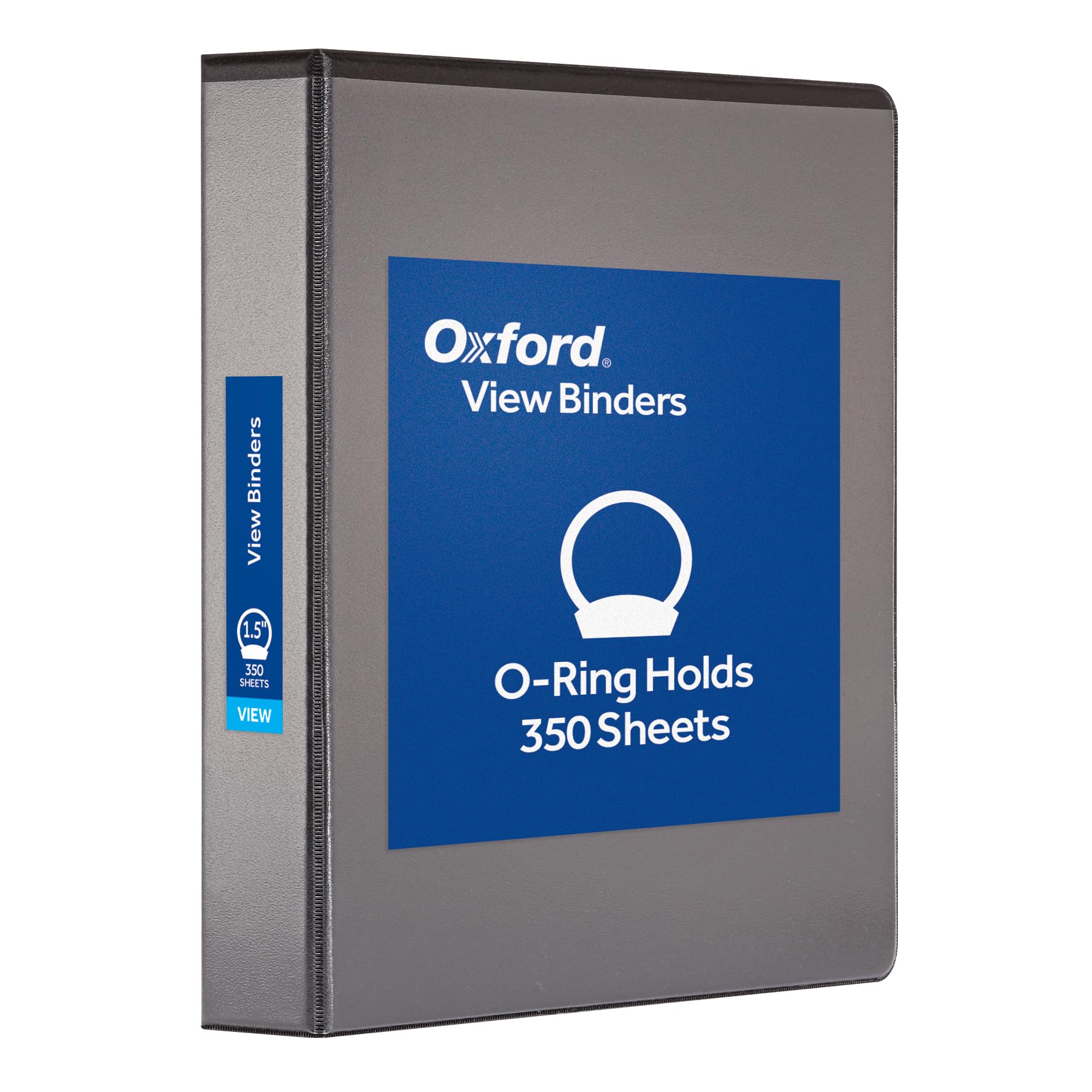 Oxford Ring Binders, 1.5' Round Ring Binders, View Binder, Covers On 3 Sides, Xtralife Hinge, Non-Stick, Pvc-Free, Black, 350 S
