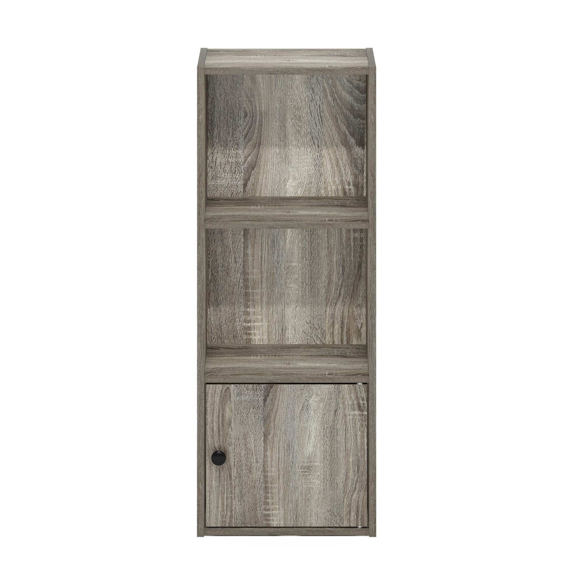 Furinno Luder Shelf Bookcase with 1 Door Storage Cabinet, French Oak