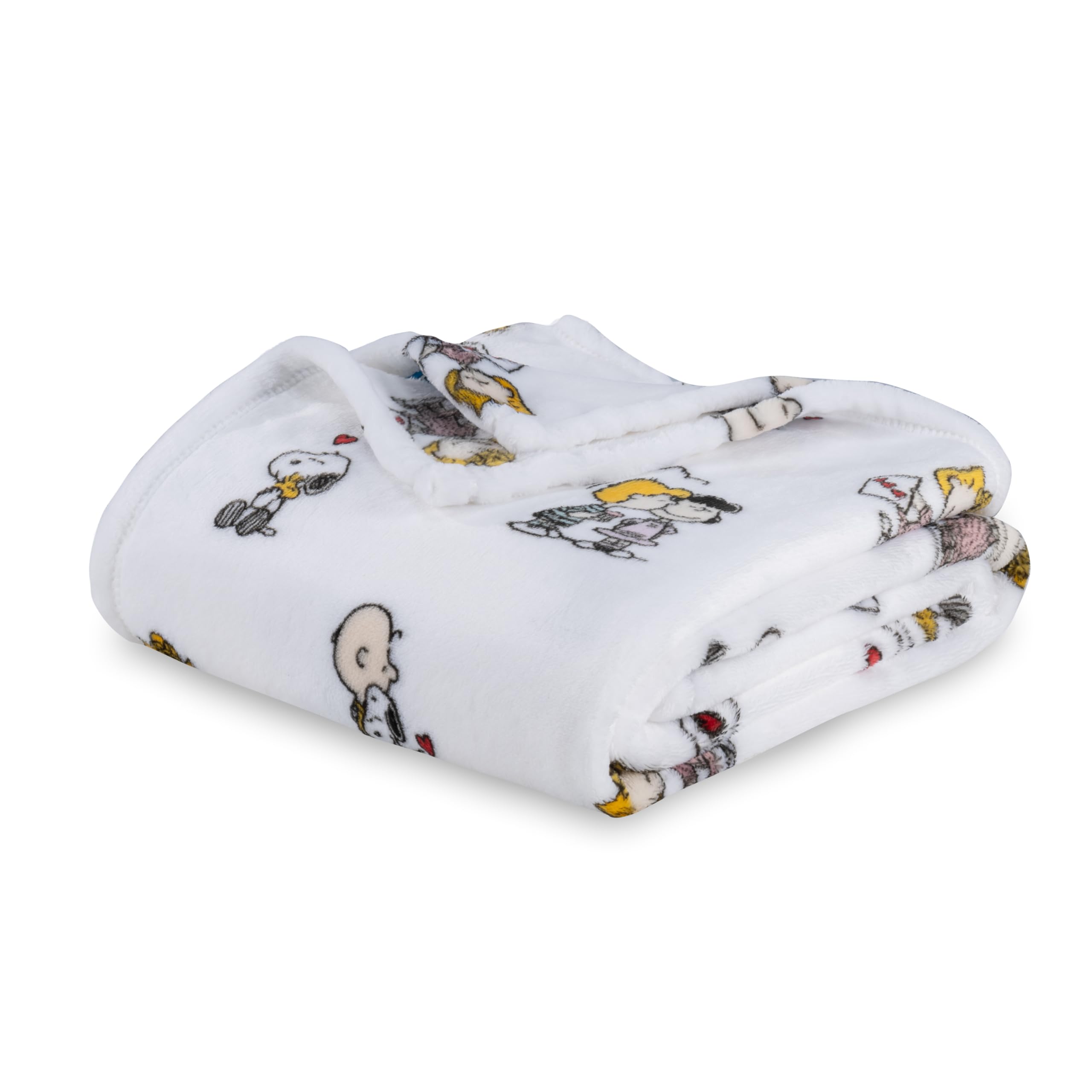 Berkshire Blanket Peanuts Velvetloft Cute Character Snoopy Plush Oversized Kids Throw Blanket, Peanuts I Got A Valentine White (