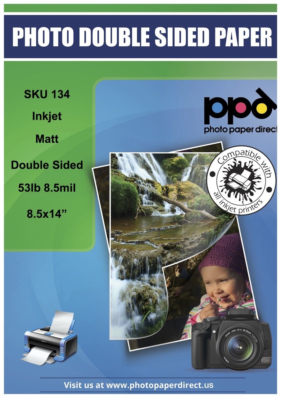 Ppd Inkjet Matte Double Sided Heavyweight Photo Quality Paper Legal 8.5 X 14' 53Lbs. 210Gsm 9Mil X 50 Sheets (Ppd134-50)