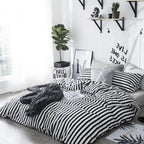 Clothknow Striped Comforter Set Queen 3Pcs Black White Bedding Comforter Sets Farmhouse Comforter Soft Ticking Stripes Queen Siz
