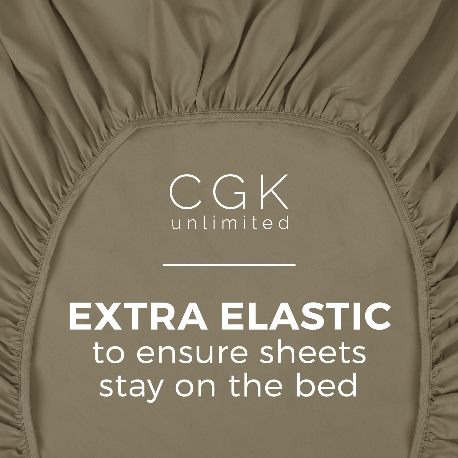 Queen Size Fitted Bed Sheet - Hotel Luxury Single Fitted Sheet Only - Fits Mattress Up To 16 - Extra Soft, Wrinkle Free, Breathable, And Cooling - Bottom Fitted Sheet - Khaki Single Fitted Sheet Only