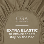 Queen Size Fitted Bed Sheet - Hotel Luxury Single Fitted Sheet Only - Fits Mattress Up To 16 - Extra Soft, Wrinkle Free, Breathable, And Cooling - Bottom Fitted Sheet - Khaki Single Fitted Sheet Only