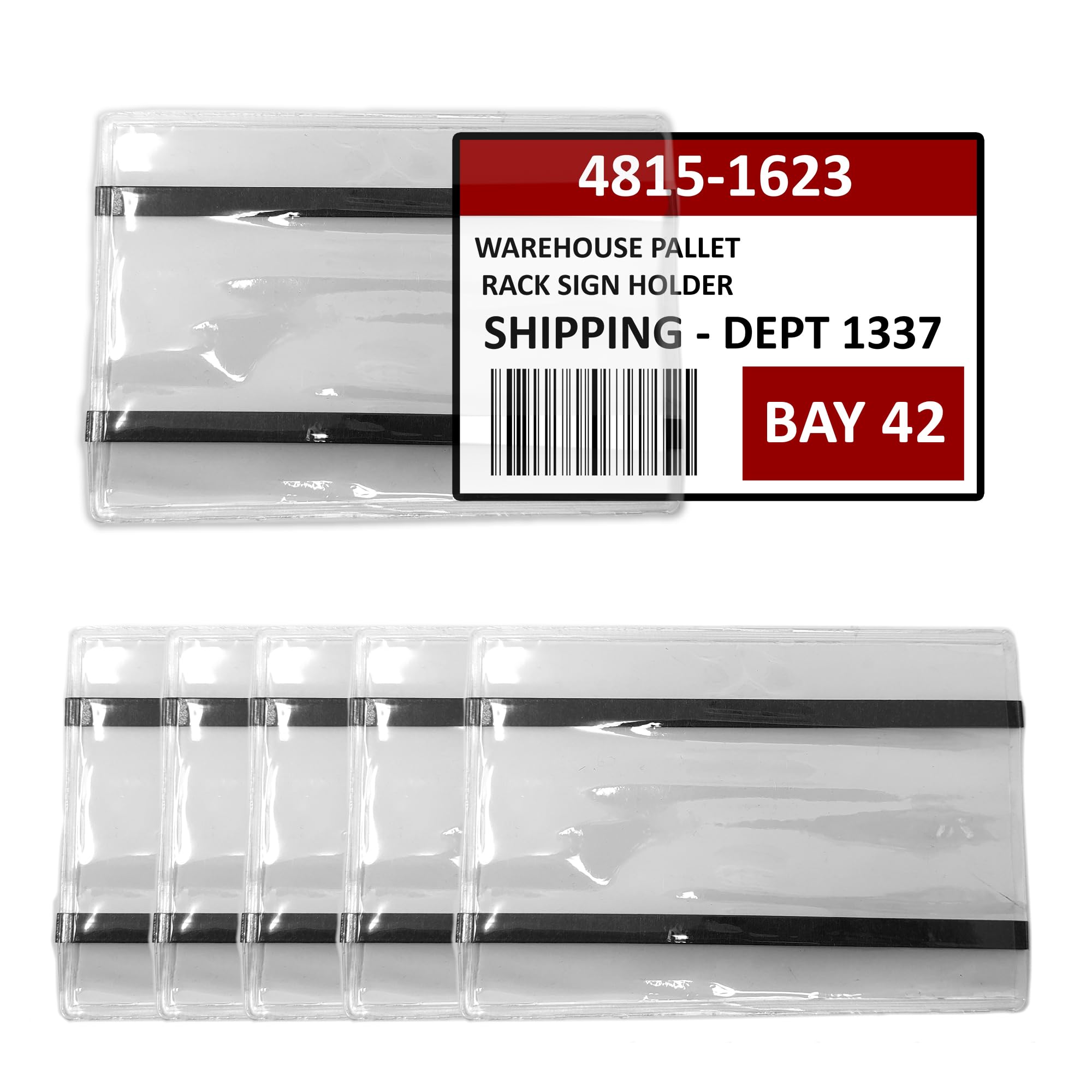 Store Fixtures Direct Pallet Rack Sign Holder Kit Clear Vinyl Pouch With Magnet For 4' H X 6' L Cards - 100 Pack