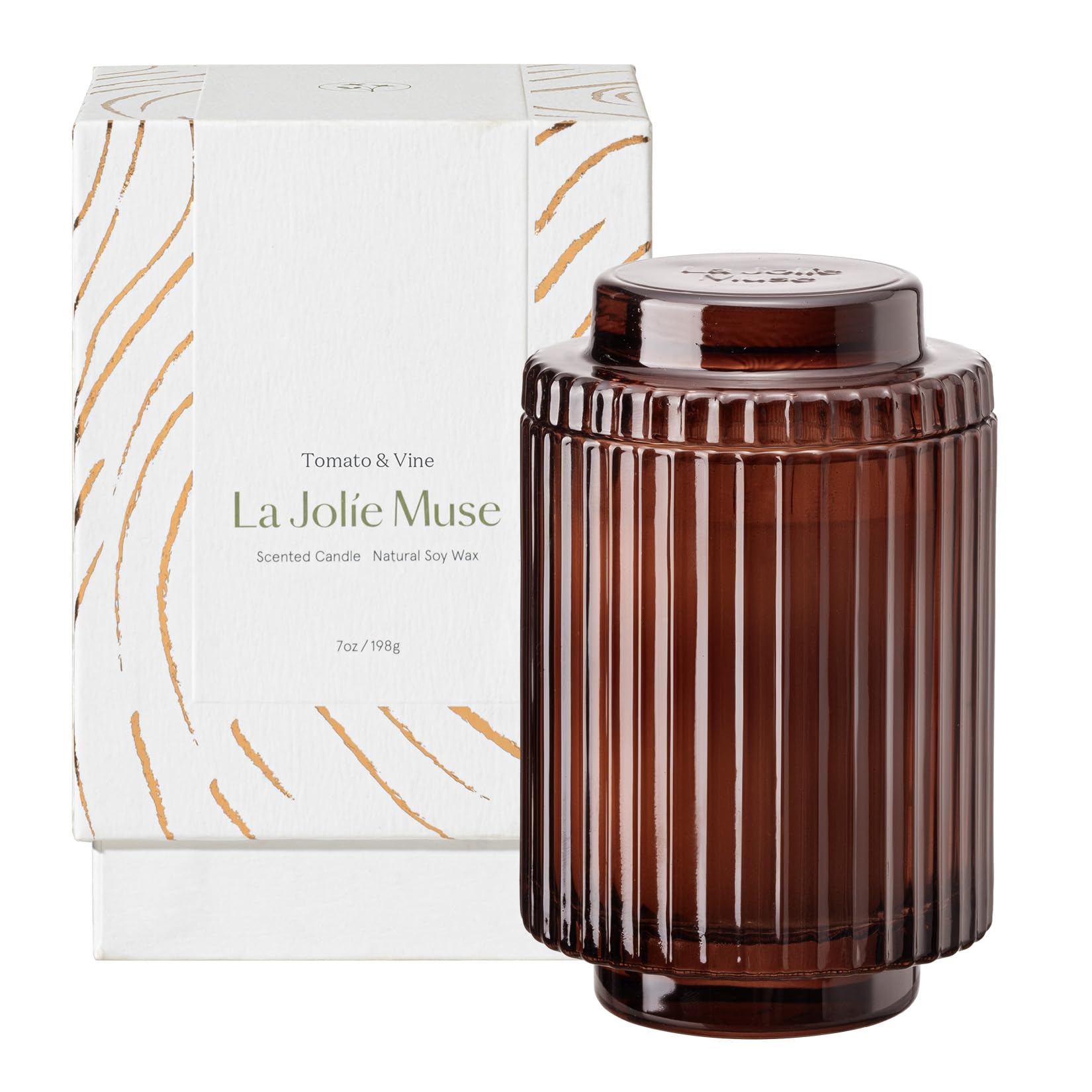 LA JOLIE MUSE Tomato & Vine Candle, Scented Candles for Home, Candle Gifts for Women & Men, Glass Jar Candle, 40 Hours Burning T