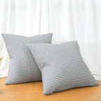 Phf 100% Cotton Waffle Weave Throw Pillow Cover, 24' X 24', No Insert, 2 Pack Square Pillowcases Shell, Elegant Home Decorative Throw Pillow Covers For Bed Couch Sofa, Light Grey