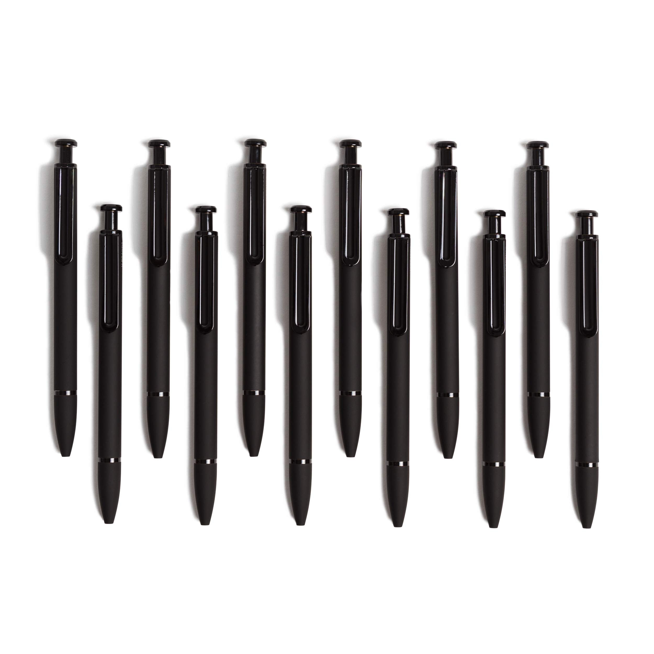 U Brands Midnight Monterey Ballpoint Pens, Set Of 12, Black Soft Touch, Painted Black Details, Bold (1.0 Mm) Point, Black Ink