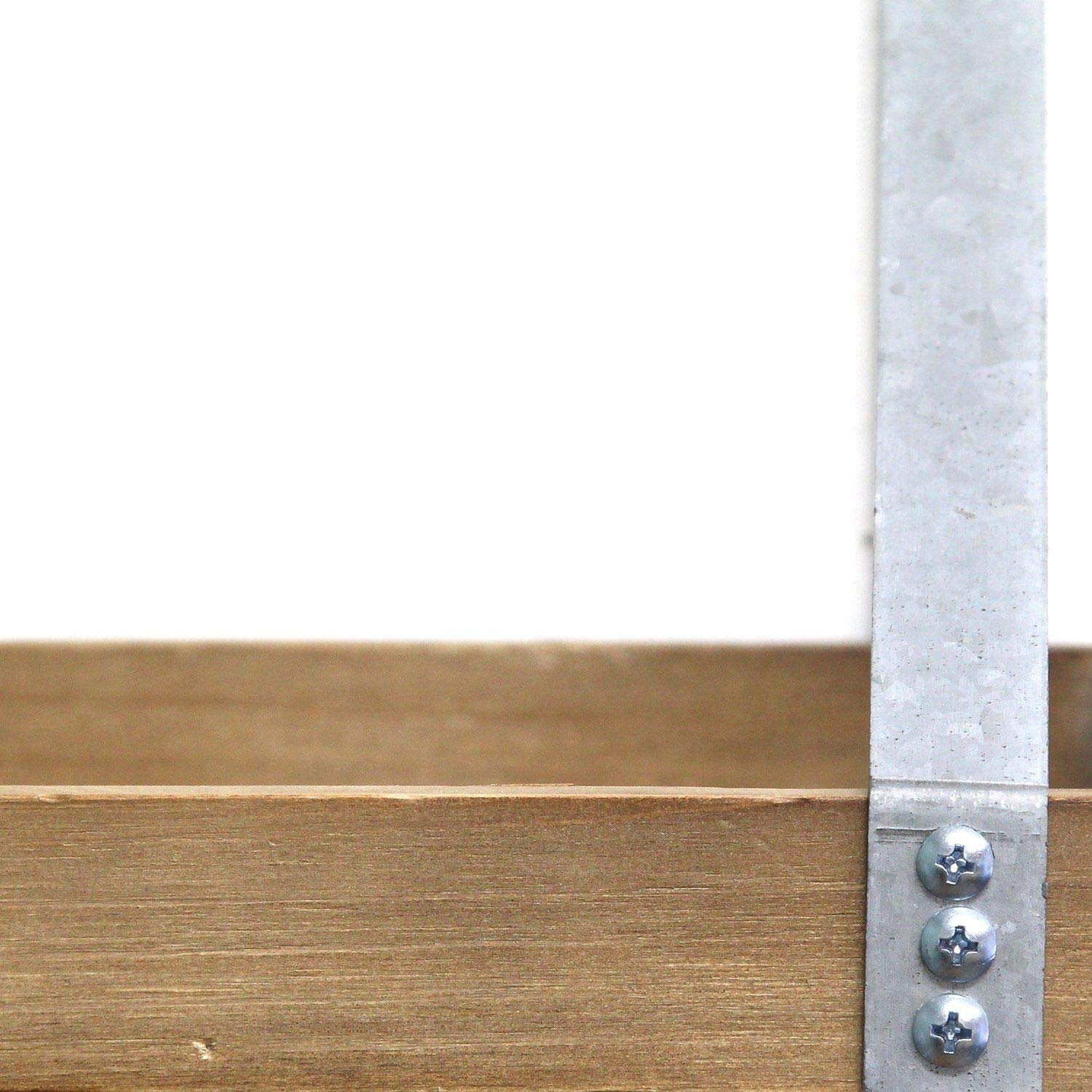 HomeRoots Wood, Galvanized FIR Wood, MDF Veneer, Iron 20.08' X 7.28' X 7.87' 2 Wood and Metal Shelves