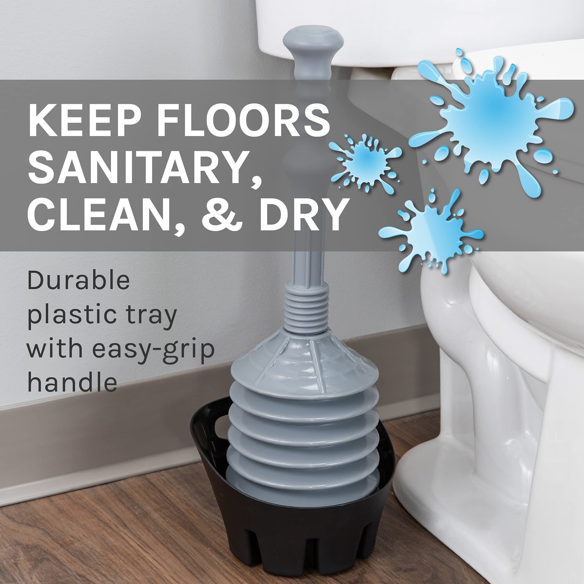 Js Jackson Supplies Grey Bellows Accordion Toilet Plunger With Black Storage Tray