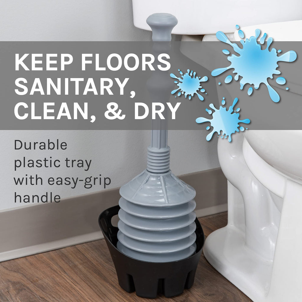 Js Jackson Supplies Grey Bellows Accordion Toilet Plunger With Black Storage Tray