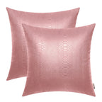 BRAWARM Rose Gold Leather Throw Pillows 16 X 16 Inches, Snake Leather Pillow Covers Pack of 2, Faux Leather Decorative Pillow Co