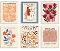 Flower Market Posters Set of 6, Abstract Flower Market Wall Art Prints Exhibition Poster Set, Vintage Matisse Print Picasso Prin