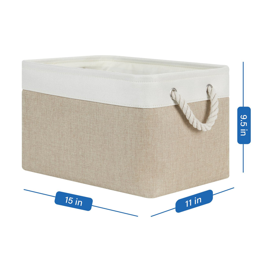 Temary Fabric Storage Baskets 4Pack Storage Bins Decorative Basket For Gift, Clothes Bin With Rope Handle, Rectangle Baskets For