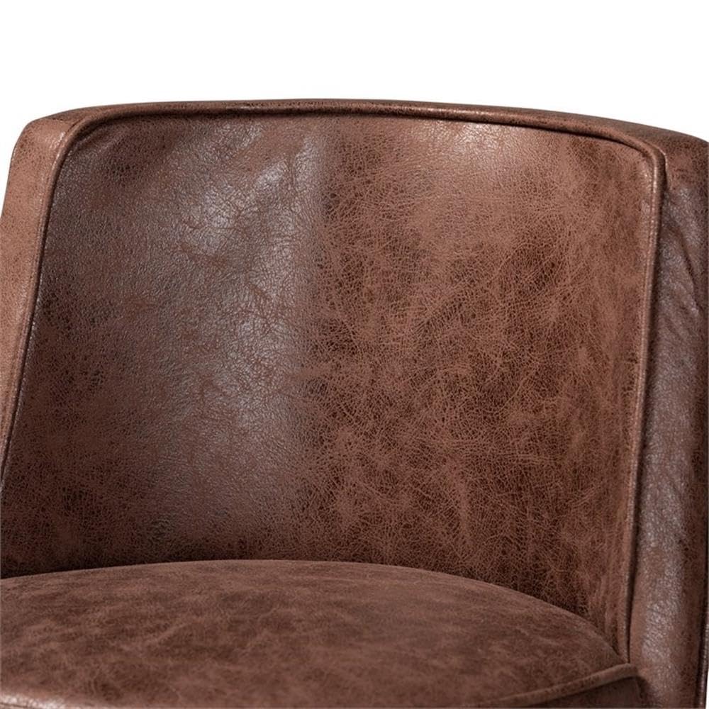Baxton Studio Adams Modern Transitional Distressed Brown Fabric Upholstered and Walnut Brown Finished Wood 2-Piece Bar Stool Set